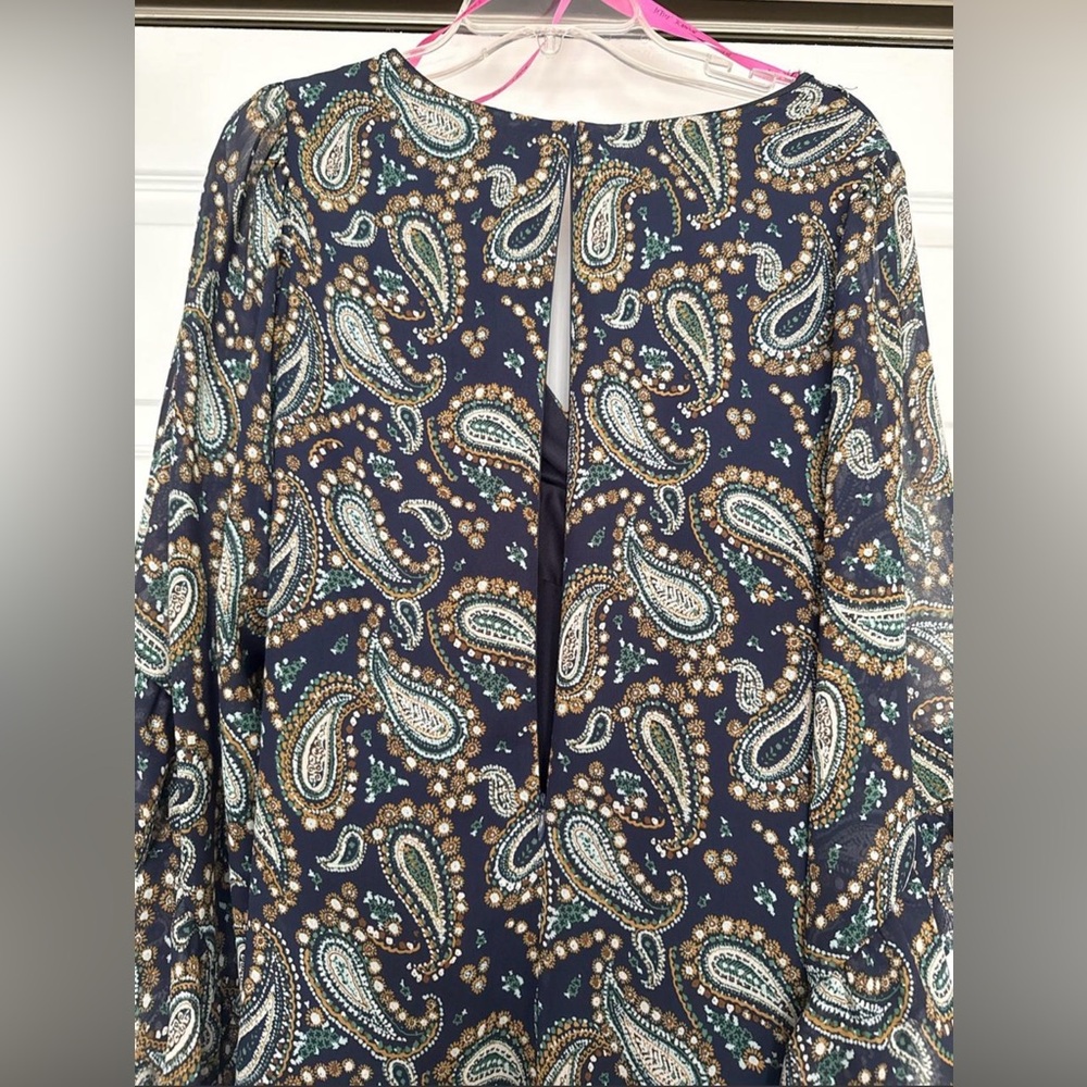 Betsey Johnson Navy Paisley Ruffle Midi Dress - Picture 7 of 8